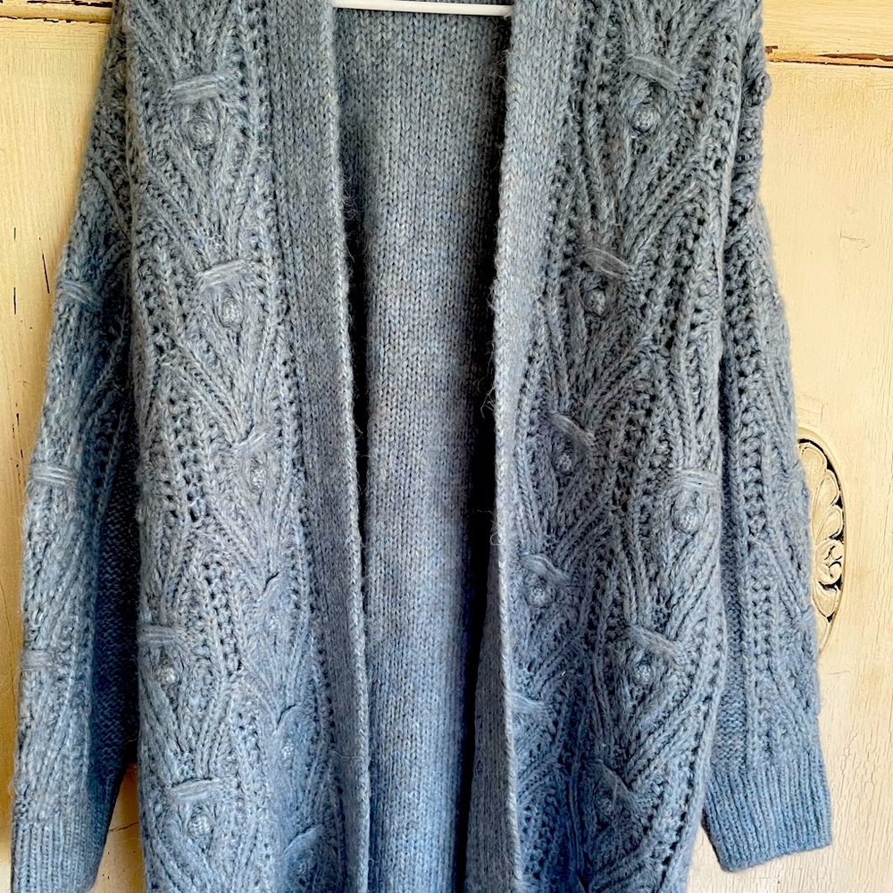 Beautiful Anthropology blue cardigan size L